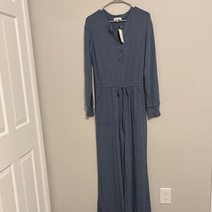 Casual Blue Wide-Leg Jumpsuit